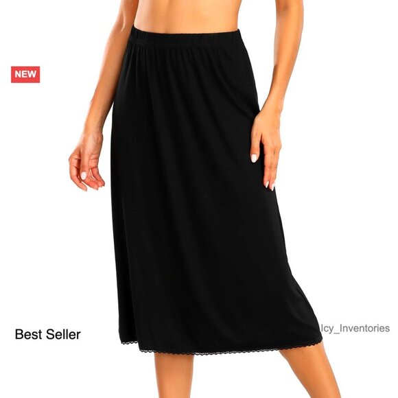 Other - Long Half Slip Under Skirt with Lace Trim Elegant Minimal Chic Evening Wear
